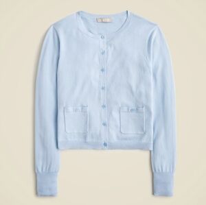 J.Crew Crewneck Cardigan in Premium Ultrafine Cotton in Steel Blue